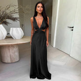 Vestido Longo Casual com Decote em V - Rhiannon