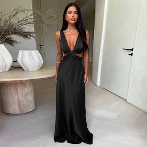 Vestido Longo Casual com Decote em V - Rhiannon
