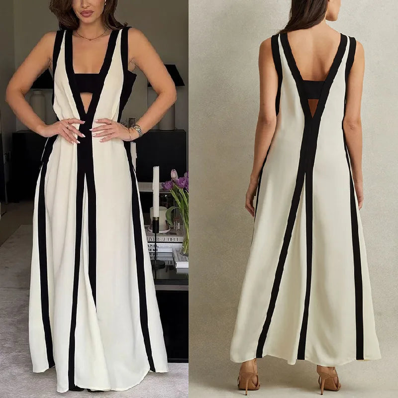 Vestido Longo Casual com Decote em V - Liana
