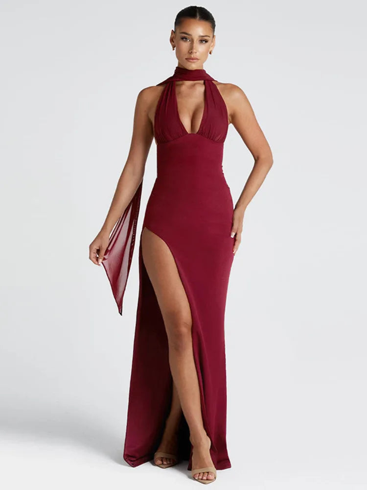 Vestido Longo Elegante sem Alças com Decote - Prisca