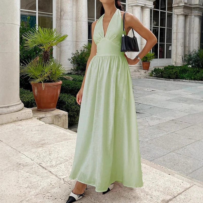 Vestido Longo sem Alças Casual com Decote - Ivanna