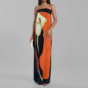 Vestido Longo Elegante com Estampa Floral - Isabeau