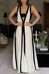 Vestido Longo Casual com Decote em V - Liana