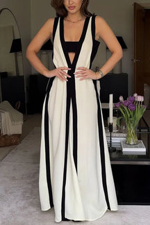 Vestido Longo Casual com Decote em V - Liana