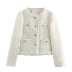 Jaqueta Feminina Cropped  em Lã - Ivy
