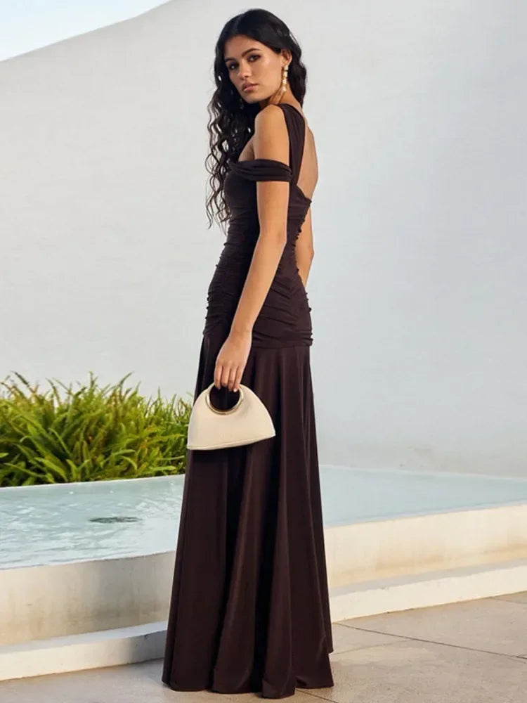 Vestido Longo Plissado sem Alças - Nereida