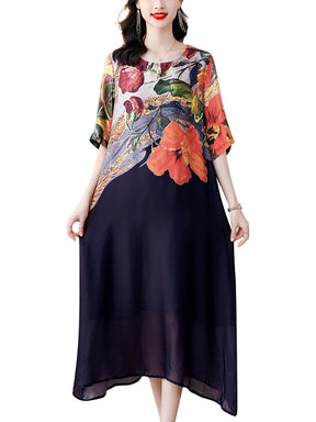 Vestido Longo Estampado Elegância Natural - Flores Silvestres