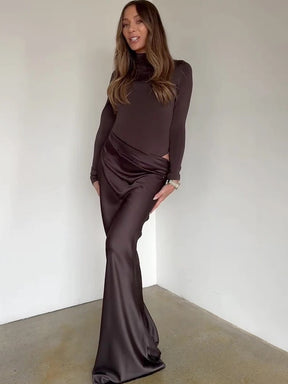 Vestido Longo sem Mangas de Cetim - Ruby