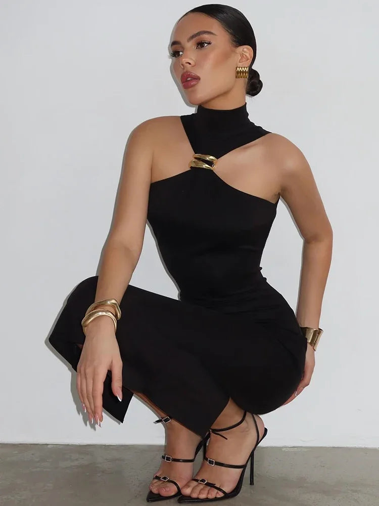 Vestido Longo sem Ombro com Malha Fina - Tessa