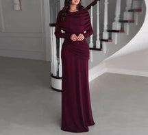 Vestido Longo com Gola Redonda e Mangas Compridas - Orla