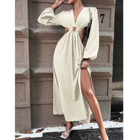 Vestido Longo Casual com Decote em V - Uliana