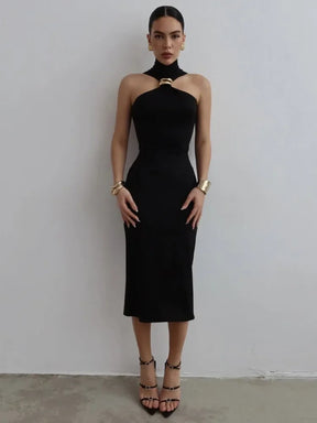 Vestido Longo sem Ombro com Malha Fina - Tessa