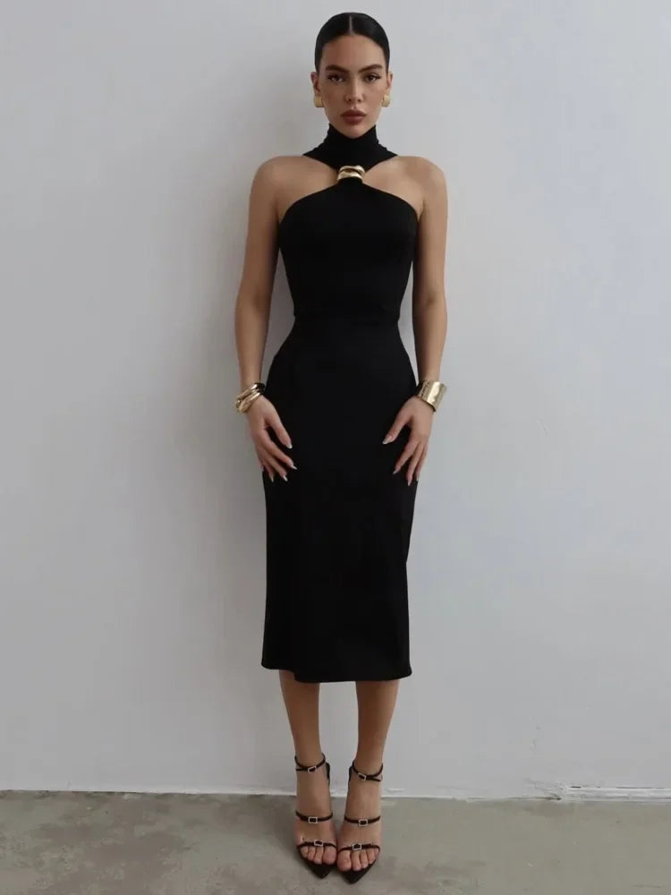 Vestido Longo sem Ombro com Malha Fina - Tessa