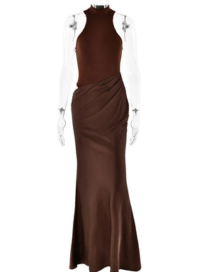 Vestido Longo sem Mangas de Cetim - Ruby