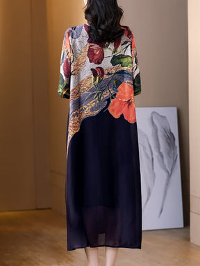 Vestido Longo Estampado Elegância Natural - Flores Silvestres