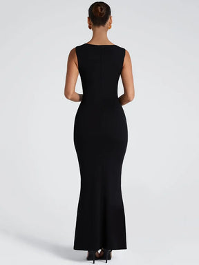 Vestido Longo sem Mangas com Decote Quadrado - Adeline