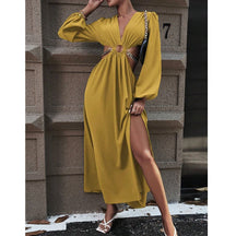 Vestido Longo Casual com Decote em V - Uliana