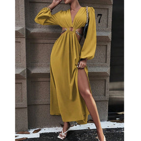 Vestido Longo Casual com Decote em V - Uliana
