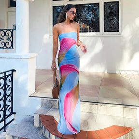 Vestido Longo Elegante com Estampa Floral - Fiorella