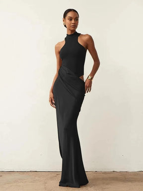 Vestido Longo sem Mangas de Cetim - Ruby