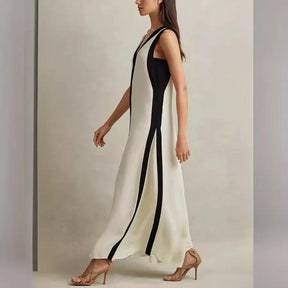 Vestido Longo Casual com Decote em V - Liana