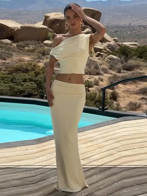 Vestido Longo Slim sem Mangas Elegante - Una