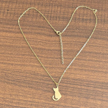 Colar Feminino Pingente de Gato de aço inoxidável - Alice