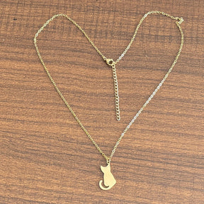 Colar Feminino Pingente de Gato de aço inoxidável - Alice